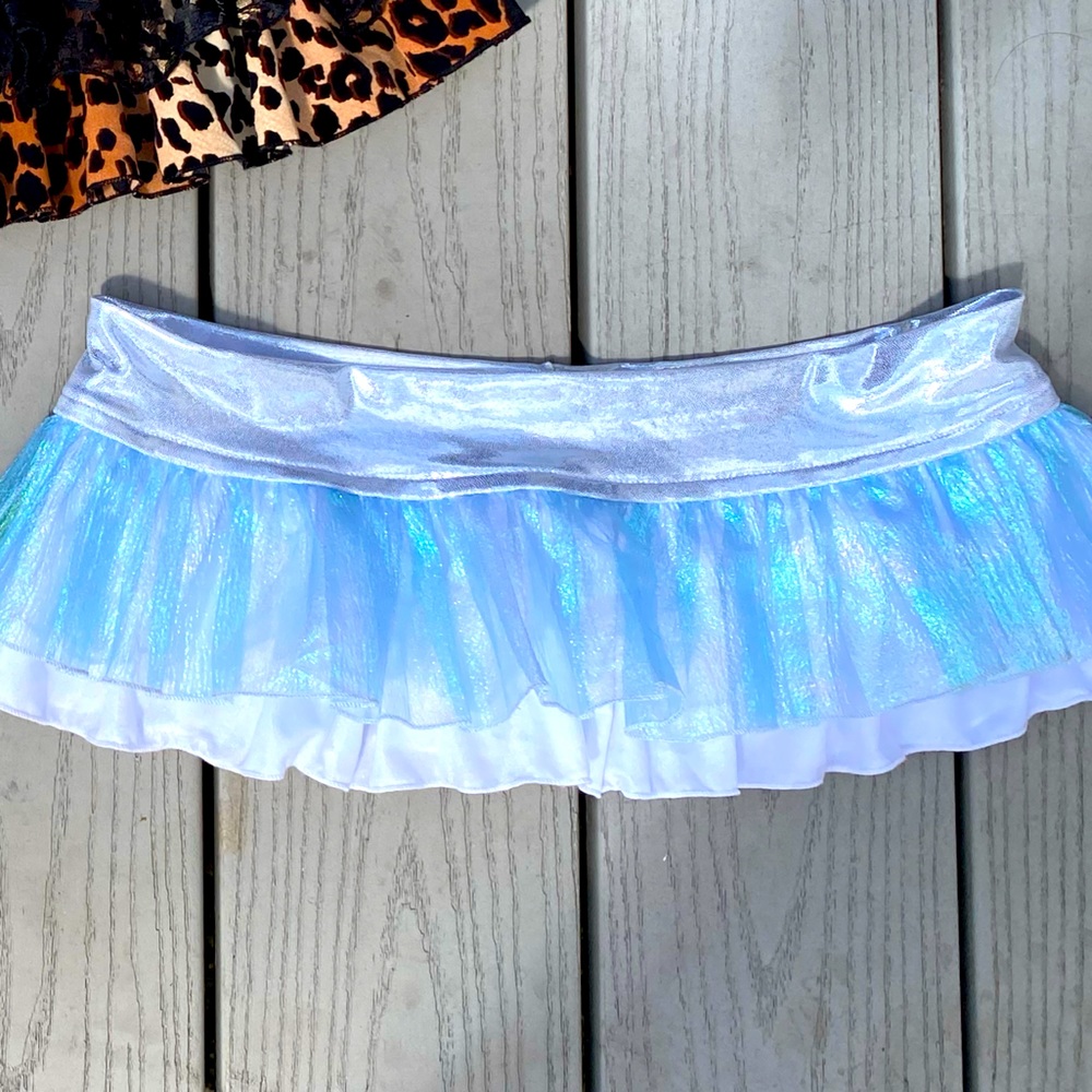 Disco Cheekz skirt in silver/blue/white
